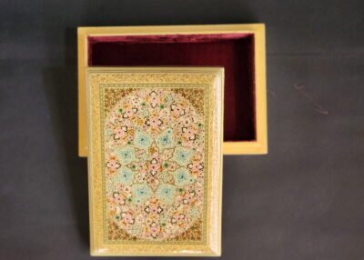 Personalized Bridesmaid gift box and Groomsmen Gifts: Handmade Paper Mache Box with Kashmir Carpet Art and Lacquered Finish