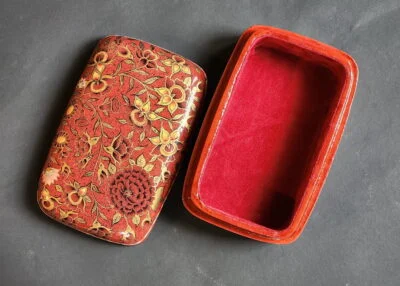 Red floral jewelry box as engagement ring box gift for her-