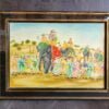 Regal Elegance Wall Art: Handmade Mughal Arts Elephant Infantry Wall Art, Perfect for Home and Office Décor