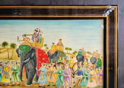 Regal Elegance Wall Art: Handmade Mughal Arts Elephant Infantry Wall Art, Perfect for Home and Office Décor