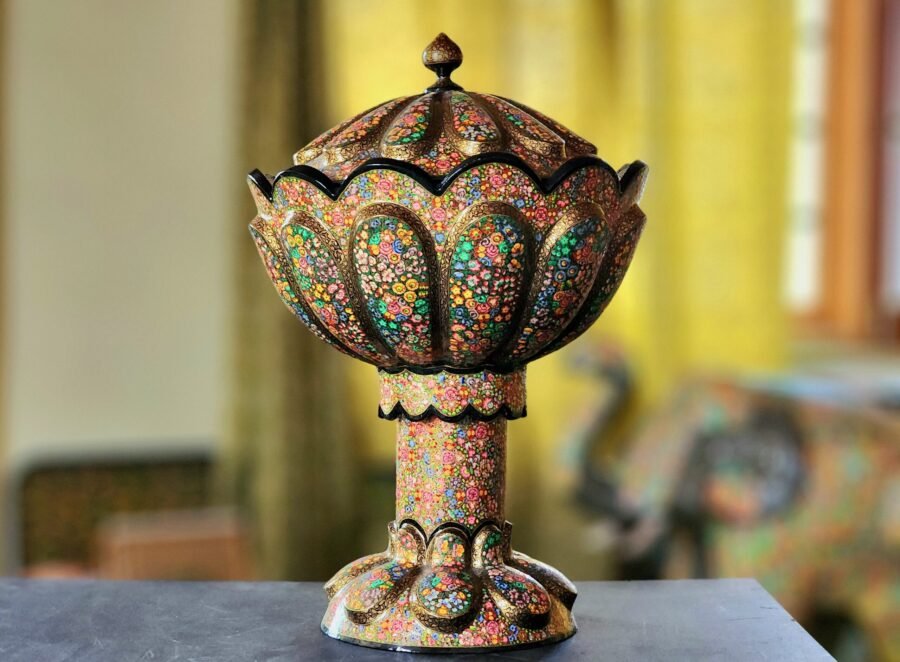 Rotating bowl Handmade in Kashmir, Paper mache home decor-