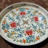 Round enamelware tray - custom serving art deco lacquered wedding Hand-painted gift made of steel-