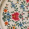 Round enamelware tray - custom serving art deco lacquered wedding Hand-painted gift made of steel-