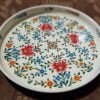 Round enamelware tray - custom serving art deco lacquered wedding Hand-painted gift made of steel-