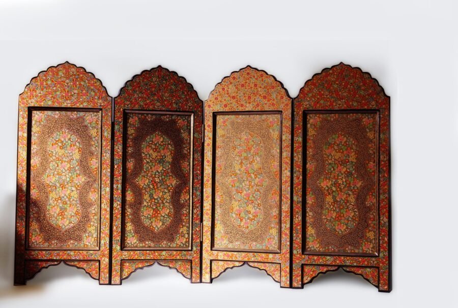 Kashmiri Screen Room Divider, Screen Room divider: Vintage Kashmiri wall art with fine Hazara floral paintings in a very unique decor style-