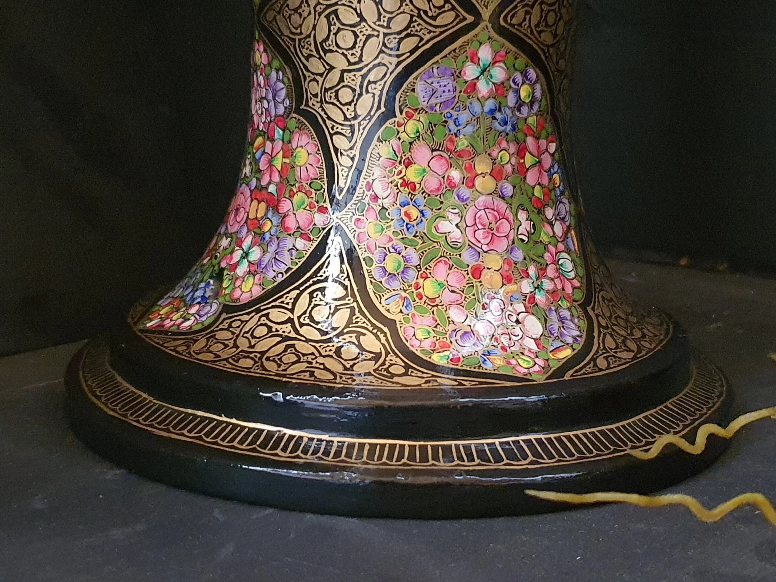 Table lamp base Vintage home decor art, Made in Kashmir from papier mache-