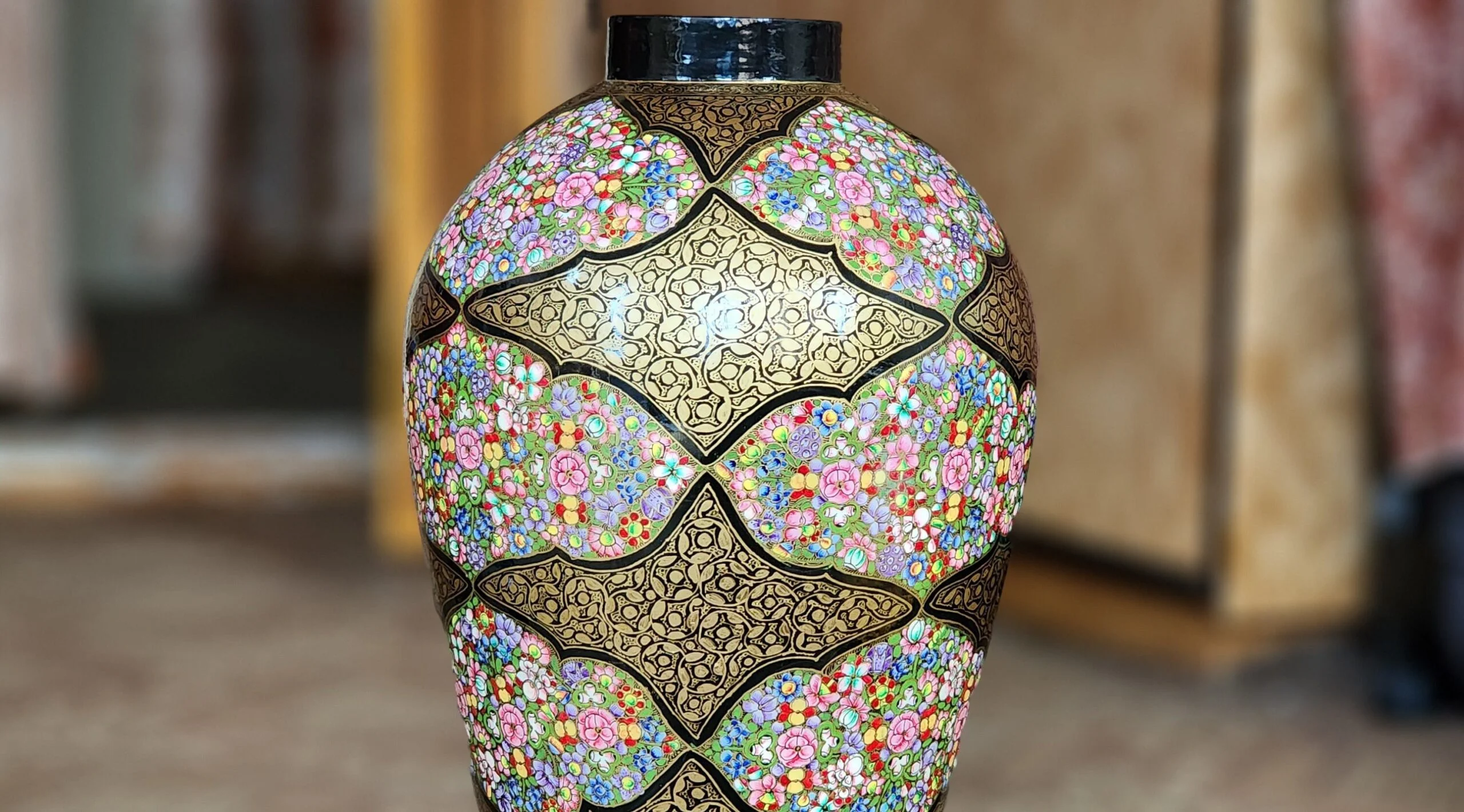 Table lamp base Vintage home decor art, Made in Kashmir from papier mache-