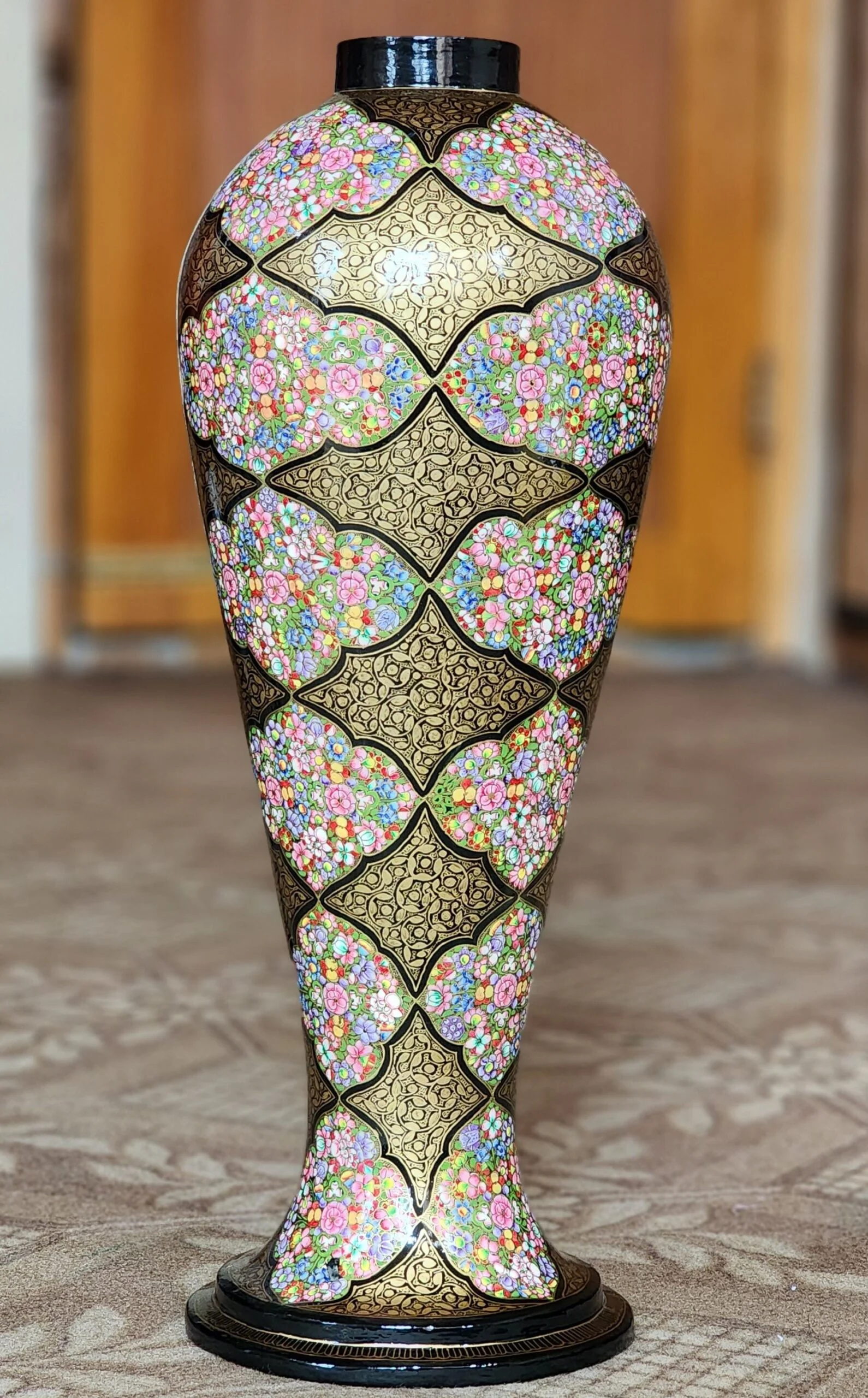 Table lamp base Vintage home decor art, Made in Kashmir from papier mache-