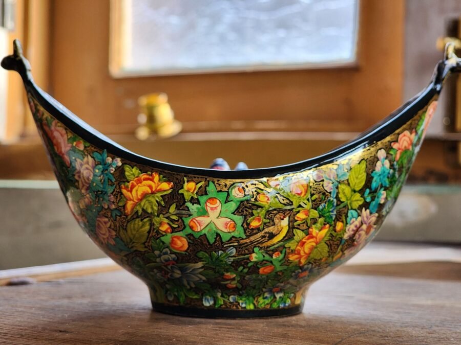 Vintage brass fruit bowl for kitchen decor, real gold artwork-