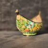 Vintage brass fruit bowl for kitchen decor, real gold artwork-