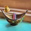 Vintage brass fruit bowl for kitchen decor, real gold artwork-