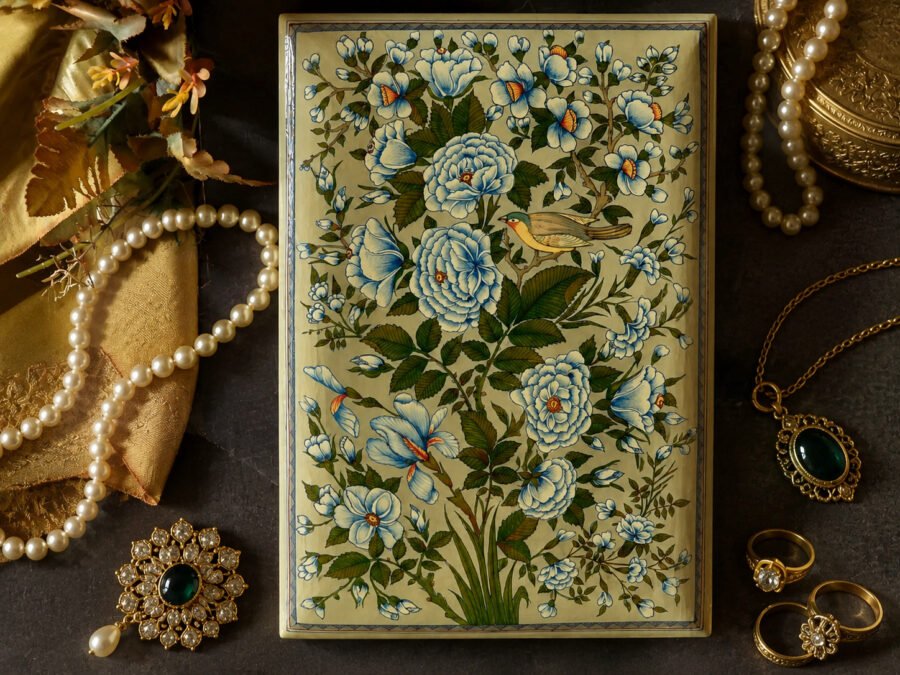 Mughal Art Floral and Bird Lacquered Jewelry Box - Perfect for Holiday Decor and Gifting
