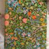 Wedding keepsake box with lock, Flower and bird theme jewelry box, Wooden Real gold painted trunk-