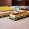 Wooden pencil pouch holder candy dnd dice box with painted lacquered daffodil delight-8 inches-