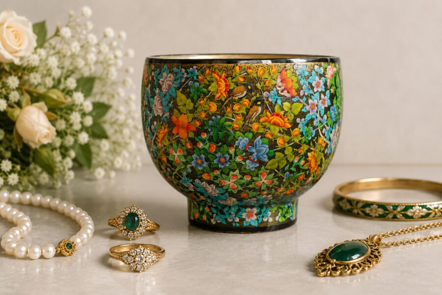 Handmade Fruit bowl | Brass and papier matcha bowl