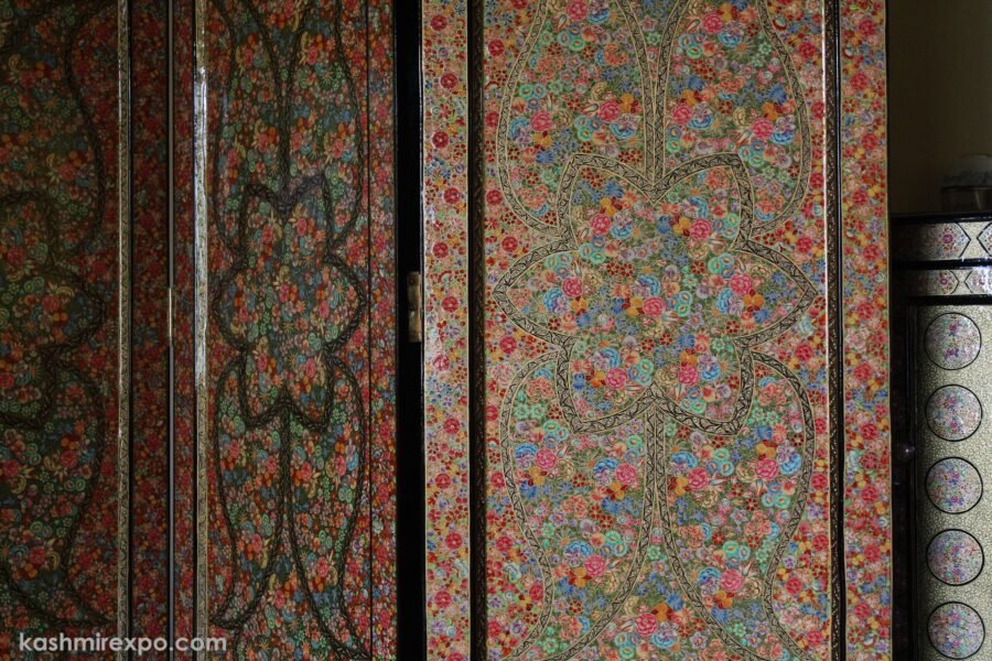 Floral Wooden Room Divider - Dual Art Themes, Floral Masterpieces-paper mache Kashmir
