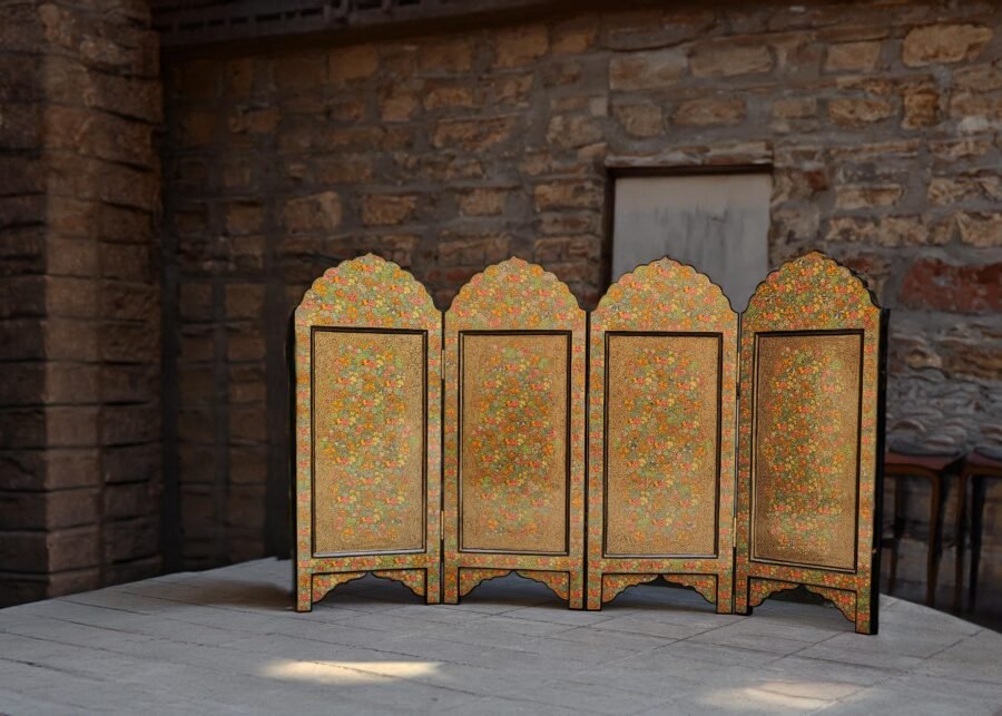 Kashmiri Screen Room Divider, Screen Room divider: Vintage Kashmiri wall art with fine Hazara floral
