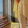 Paper Mache Clutch with Yellow base and Hazara Floral Lacquered design