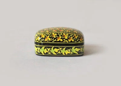 Yellow Chinar box,elegant small jewelry box