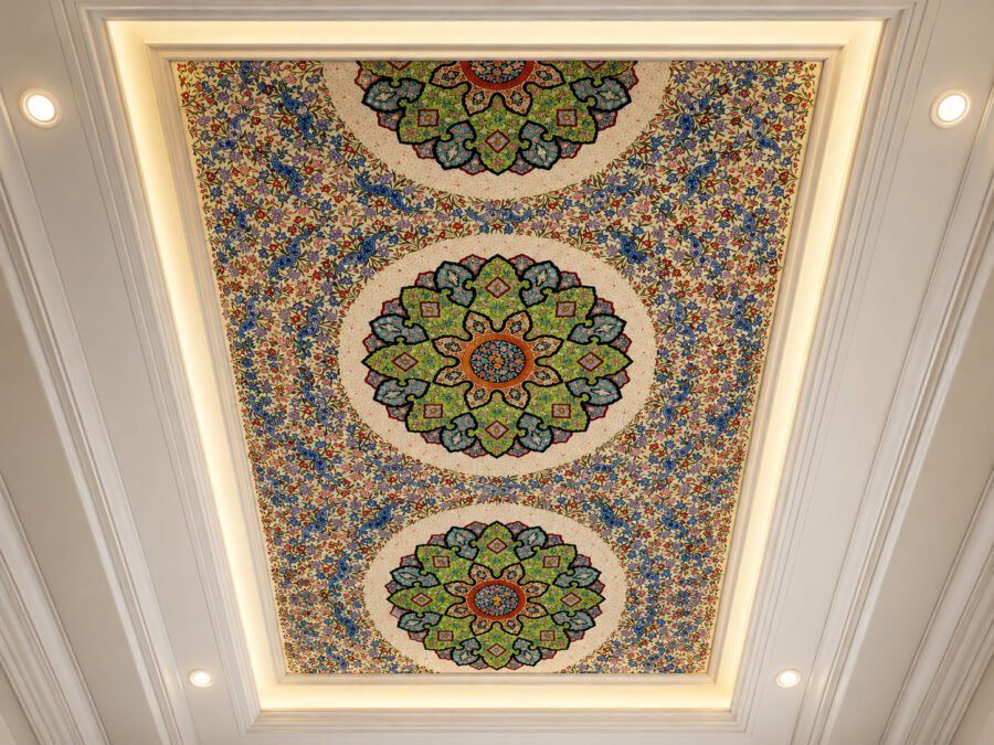 papier mache naqashi - karigari ceiling,Elaborate Persian ceiling medallion design