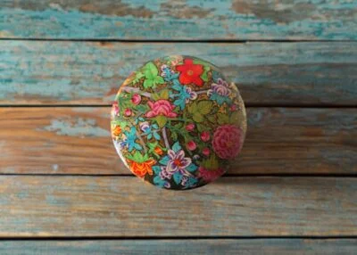 paper mache pill box,,small round box,