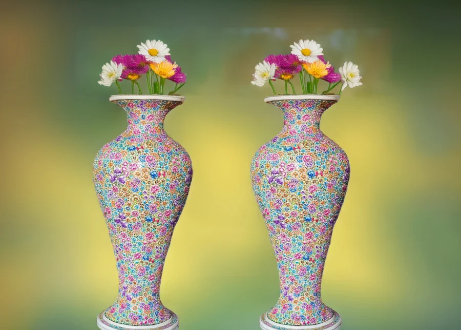 embossed flower vase