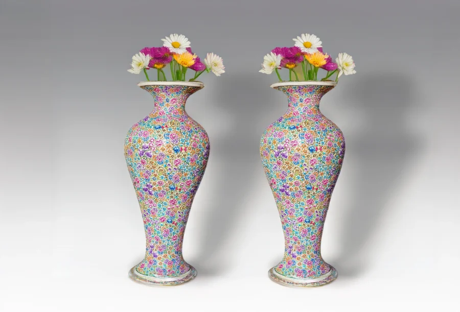 embossed flower vase