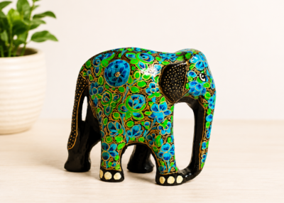 Blue floral elephant figurine