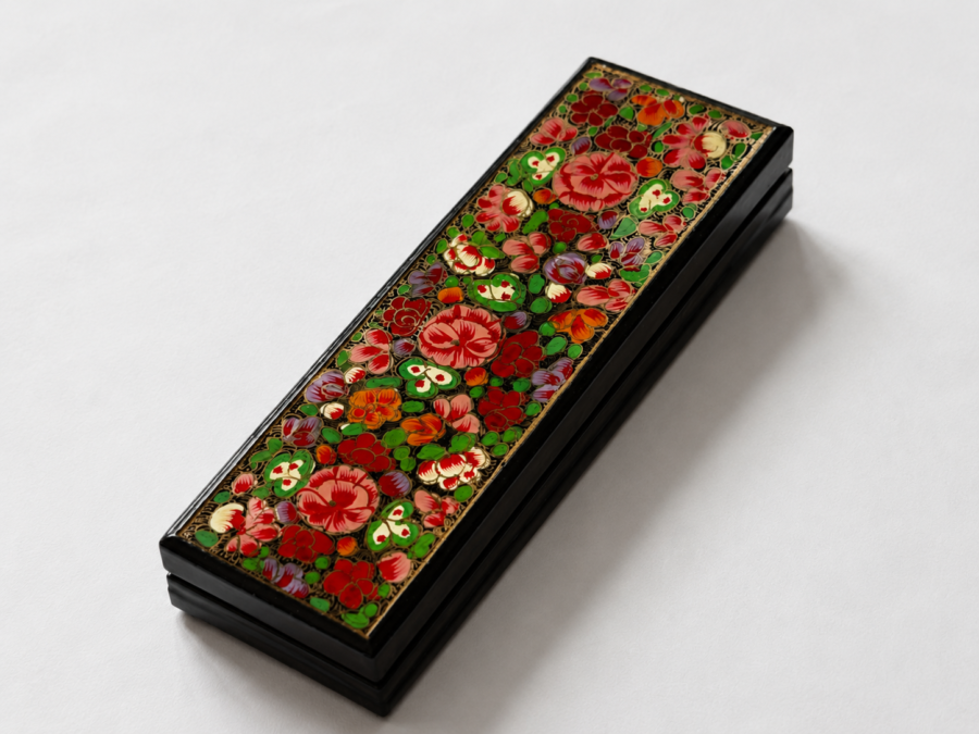 Decorative enamel box with floral design