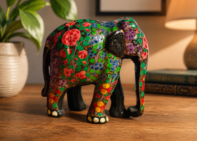 Handcrafted Floral Elephant Figurine