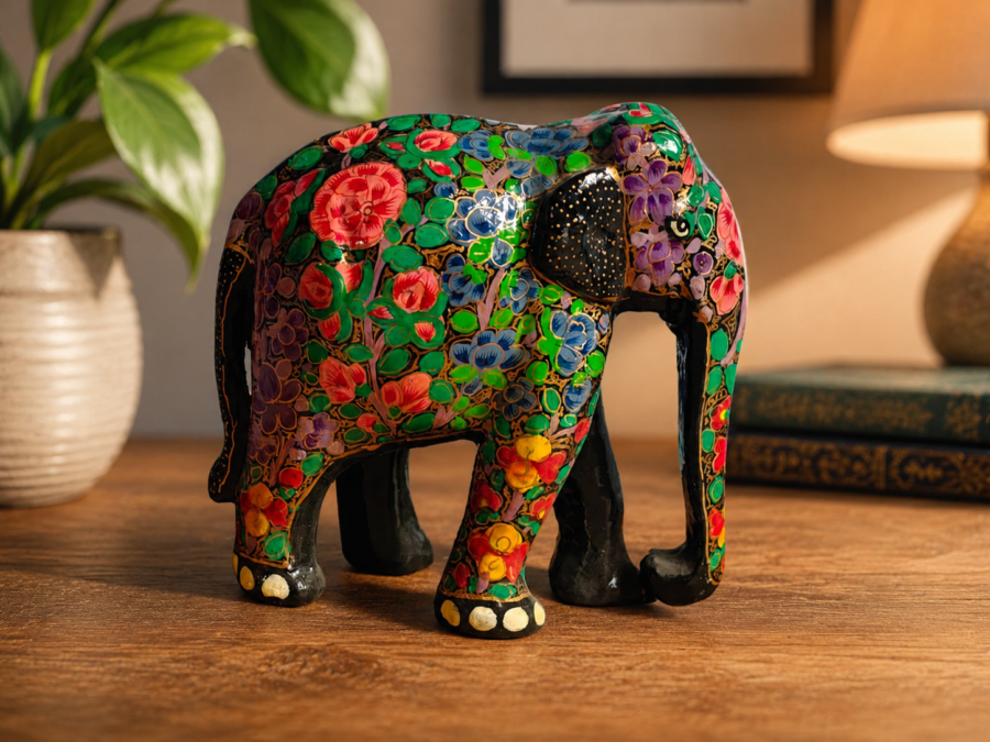 Handcrafted Floral Elephant Figurine