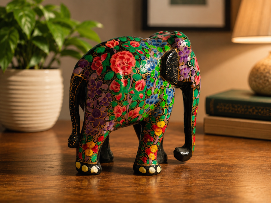 Handcrafted Floral Elephant Figurine
