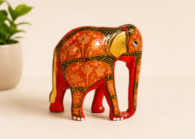 lacquered wooden elephant figurine
