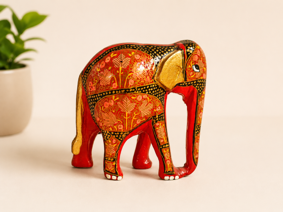 lacquered wooden elephant figurine