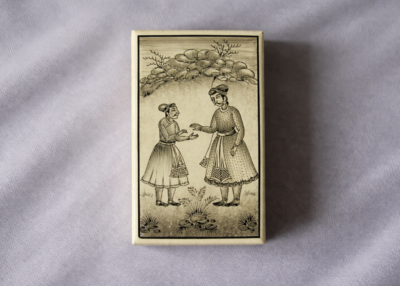 Exquisite
Mughal Miniature Art Box – Stunning Handcrafted Papier-Mâché Wood (5×3
inches)