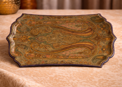 Authentic
Crafted Paisley Design Tray 21 x 14 Inch - Kashmiri Paper mache