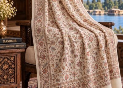 Sozni Pashmina Shawl, Cream