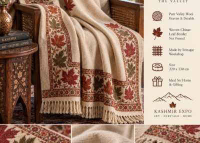 Wool Throw, Chinar Border