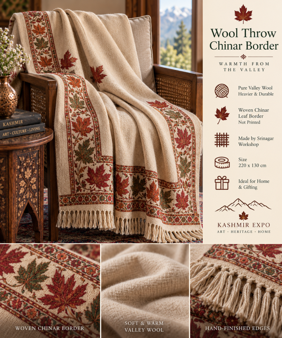 Wool Throw, Chinar Border
