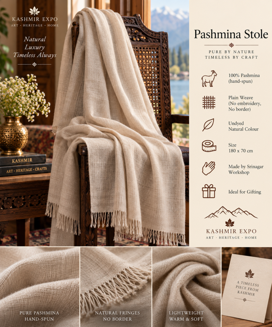 Pashmina Stole, Plain Weave