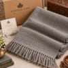 Natural undyed grey handloom wool lohi with fringed edge