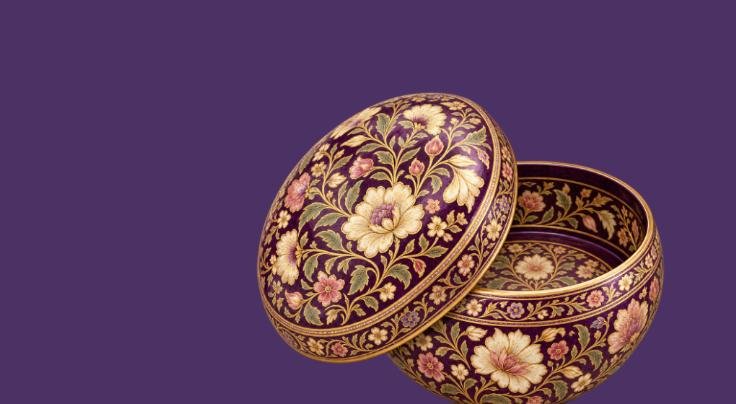 Painted papier-mâché box