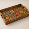 Papier-mache serving tray, top-down studio shot