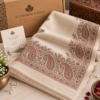 Pashmina stole with hand sozni embroidery and paisley border