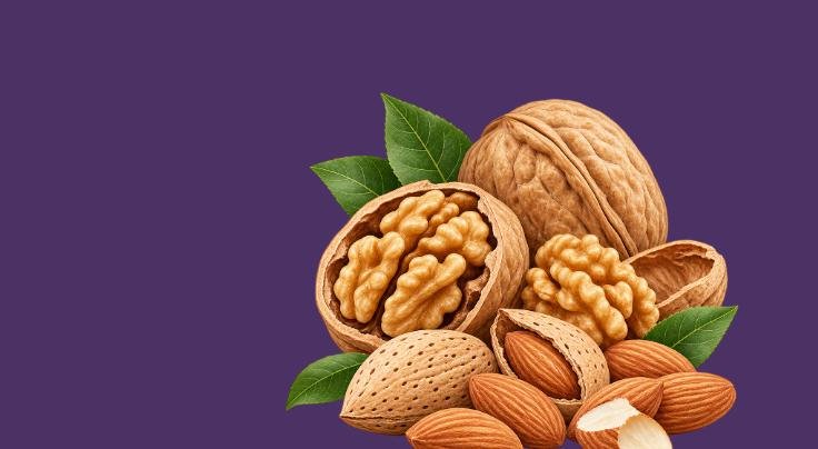Walnuts and almonds